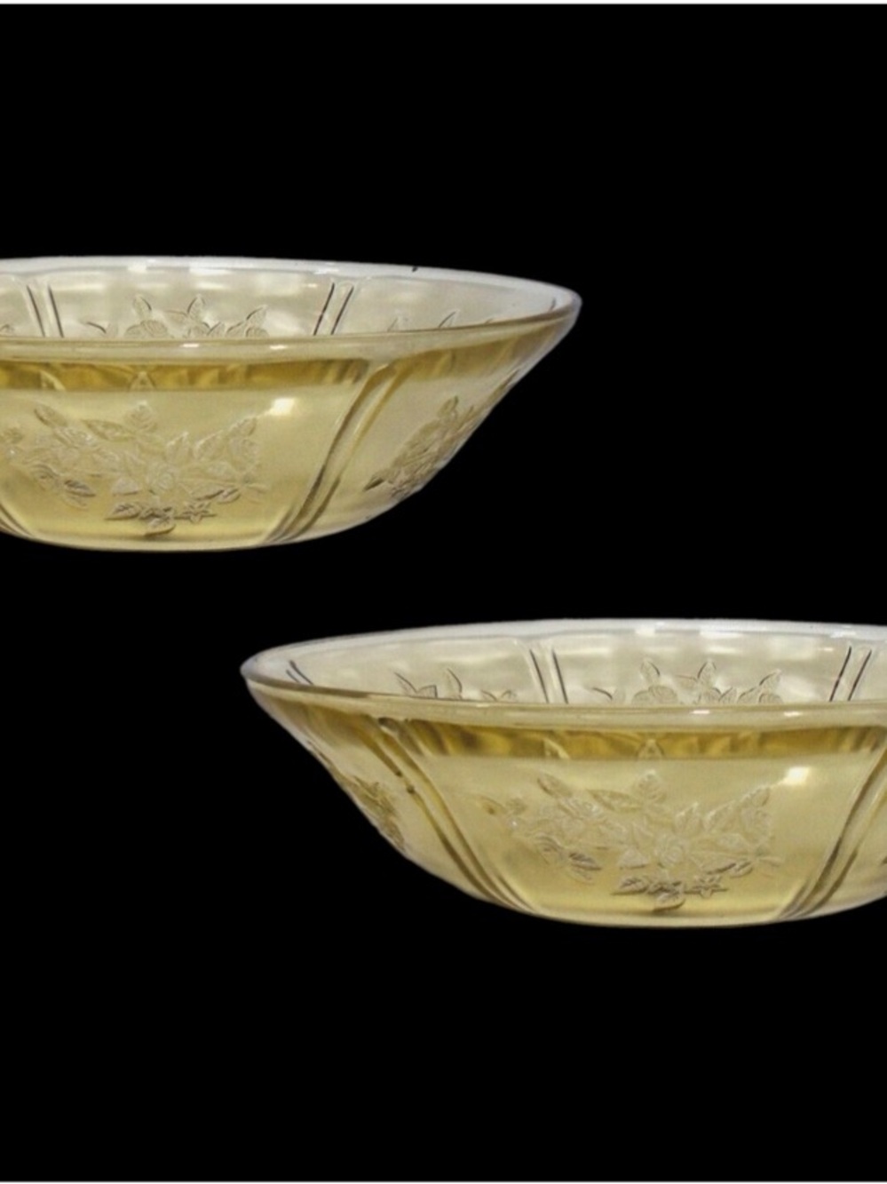 Antique Vintage Federal Glass Depression Glass Cabbage Rose Serving Bowls 1930’s